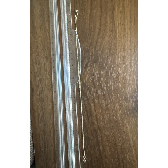 14K Solid Gold Minimalist 19” Chain 0.7mm with Dainty Pink Zircon Pendant - Picture 12 of 15